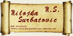 Milojka Šurbatović vizit kartica